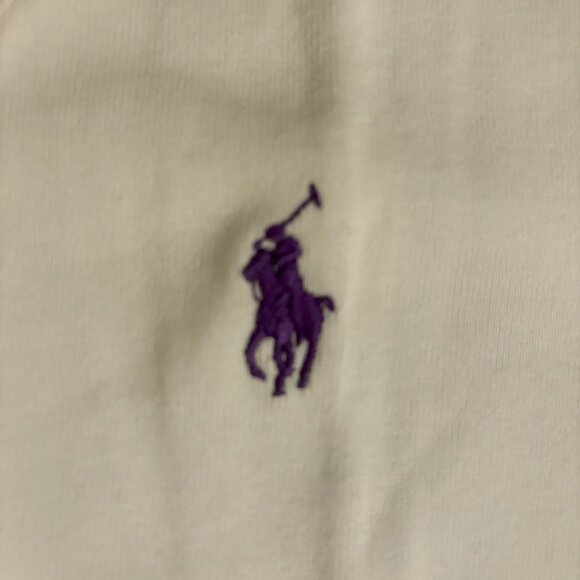 Polo Ralph Lauren Classic V-Neck T-Shirt – White with Purple Pony Logo - Picture 5 of 5